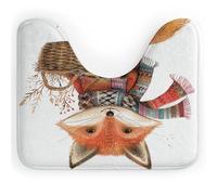 RLDOBOFE Absorbent Fox Holding Basket Bathroom Rug Soft U-Shaped Toilet Rug Quick Dry Non-Slip Bottom Contour Commode Mat Machine Washable Low Pile Thin Bathroom Floor Mat Decor