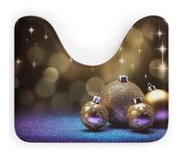 RLDOBOFE Absorbent Golden Glitter Christmas Bathroom Rug Soft U-Shaped Toilet Rug Quick Dry Non-Slip Bottom Contour Commode Mat Machine Washable Low Pile Thin Bathroom Floor Mat Decor