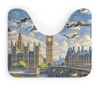 RLDOBOFE Absorbent Hand-Painted City Bathroom Rug Soft U-Shaped Toilet Rug Quick Dry Non-Slip Bottom Contour Commode Mat Machine Washable Low Pile Thin Bathroom Floor Mat Decor