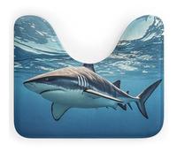 RLDOBOFE Absorbent Ocean Sea Animal Shark Bathroom Rug Soft U-Shaped Toilet Rug Quick Dry Non-Slip Bottom Contour Commode Mat Machine Washable Low Pile Thin Bathroom Floor Mat Decor