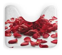 RLDOBOFE Absorbent Red Petals Scattered Bathroom Rug Soft U-Shaped Toilet Rug Quick Dry Non-Slip Bottom Contour Commode Mat Machine Washable Low Pile Thin Bathroom Floor Mat Decor