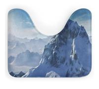 RLDOBOFE Absorbent Snow Mountain Bathroom Rug Soft U-Shaped Toilet Rug Quick Dry Non-Slip Bottom Contour Commode Mat Machine Washable Low Pile Thin Bathroom Floor Mat Decor
