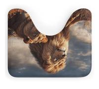 RLDOBOFE Absorbent Two Lions Bathroom Rug Soft U-Shaped Toilet Rug Quick Dry Non-Slip Bottom Contour Commode Mat Machine Washable Low Pile Thin Bathroom Floor Mat Decor