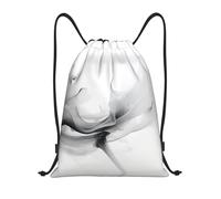 RLDOBOFE Abstract Black and White Drawstring Backpack Sports Gym Sackpack Waterproof Swim Bag Men Women Draw String Bag, Black, S