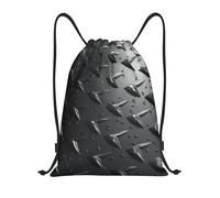 RLDOBOFE Abstract Diamond Plate Drawstring Backpack Sports Gym Sackpack Waterproof Swim Bag Men Women Draw String Bag, Black, M