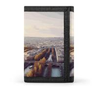RLDOBOFE Aerial View of Paris Cityscape Wallet for Men, Extra Capacity Trifold Wallet for Women, Foldable Money Clip with ID Window for Pocket, Credit Card Holder, Personalized Wallets for Travel