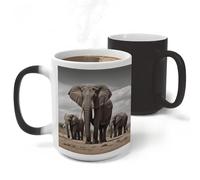 RLDOBOFE African Elephant Ceramic Color Changing Mug Heat Transforming Activated Mug 11 Oz Heat Changing Sensitive Tea Cup Magic Novelty Coffee Cup Drinkware Home Kitchen Gift
