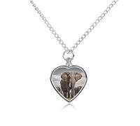 RLDOBOFE African Elephant Urn Necklace Heart Cremation Jewelry for Ashes Memorial Keepsake Jewelry with Funnel Filler Urn Locket for Women Men to Hold Ashes of Pet Loved Ones