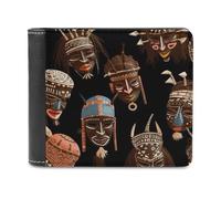 RLDOBOFE African Ritual Ethnic Tribal Wallet Passcase for Men, Extra Capacity Bifold Leather Wallets with ID Windows, Slim Stylish Wallet for Gift, Blocking Money Clip for Cards, Coin Pouch