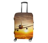RLDOBOFE Aircraft Plane at Sunset Baggage Cover for Travel, Washable Suitcase Covers for Home, Dustproof Luggage Protector Skins with Zippers, Protector Anti Scratch, Luggage Covers, white, Small