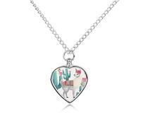 RLDOBOFE Alpaca Cactus Cremation Jewelry for Ashes Heart Urn Necklaces Personalized Memorial Necklace Dog Cat Keepsake Pendant Custom Small Locket Ash Holder for Women Men