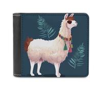 RLDOBOFE Alpaca Llama Wallet Passcase for Men, Extra Capacity Bifold Leather Wallets with ID Windows, Slim Stylish Wallet for Gift, Blocking Money Clip for Cards, Coin Pouch