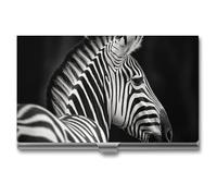RLDOBOFE Aluminum Black & White Zebra Business Card Holder Flip Cover Slim Pocket Name Cards Case Portable Credit Name Card Holders Purse Wallet Accessory for Men And Women