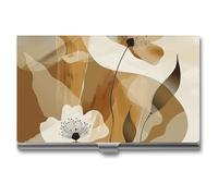 RLDOBOFE Aluminum Brown Abstract Shapes Business Card Holder Flip Cover Slim Pocket Name Cards Case Portable Credit Name Card Holders Purse Wallet Accessory for Men And Women