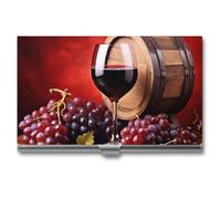 RLDOBOFE Aluminum Fruit Grape Red Wine Business Card Holder Flip Cover Slim Pocket Name Cards Case Portable Credit Name Card Holders Purse Wallet Accessory for Men And Women