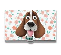 RLDOBOFE Aluminum Funny Dog Business Card Holder Flip Cover Slim Pocket Name Cards Case Portable Credit Name Card Holders Purse Wallet Accessory for Men And Women