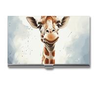 RLDOBOFE Aluminum Giraffe Business Card Holder Flip Cover Slim Pocket Name Cards Case Portable Credit Name Card Holders Purse Wallet Accessory for Men And Women