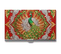 RLDOBOFE Aluminum Golden Tribal Pattern Business Card Holder Flip Cover Slim Pocket Name Cards Case Portable Credit Name Card Holders Purse Wallet Accessory for Men And Women