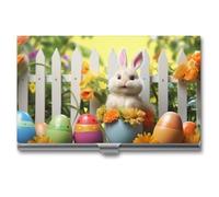 RLDOBOFE Aluminum Happy Easter Business Card Holder Flip Cover Slim Pocket Name Cards Case Portable Credit Name Card Holders Purse Wallet Accessory for Men And Women