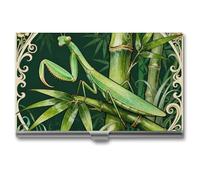 RLDOBOFE Aluminum Mantis Bamboo Leaf Business Card Holder Flip Cover Slim Pocket Name Cards Case Portable Credit Name Card Holders Purse Wallet Accessory for Men And Women