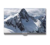 RLDOBOFE Aluminum Snow Mountain Business Card Holder Flip Cover Slim Pocket Name Cards Case Portable Credit Name Card Holders Purse Wallet Accessory for Men And Women