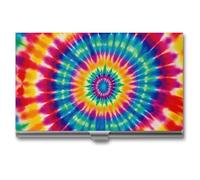 RLDOBOFE Aluminum Tie Dye Pattern Business Card Holder Flip Cover Slim Pocket Name Cards Case Portable Credit Name Card Holders Purse Wallet Accessory for Men And Women