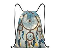 RLDOBOFE American Dream Catcher Drawstring Backpack Sports Gym Sackpack Waterproof Swim Bag Men Women Draw String Bag, Black, S