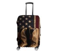 RLDOBOFE American Flag with Cowboy Boots Baggage Cover for Travel, Washable Suitcase Covers for Home, Dustproof Luggage Protector Skins with Zippers, Protector Anti Scratch, Luggage Covers, white, M