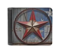 RLDOBOFE American Wastern Texas Star Wallet Passcase for Men, Extra Capacity Bifold Leather Wallets with ID Windows, Slim Stylish Wallet for Gift, Blocking Money Clip for Cards, Coin Pouch