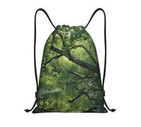 RLDOBOFE An Ancient Swamp Drawstring Backpack Sports Gym Sackpack Waterproof Swim Bag Men Women Draw String Bag, Black, M