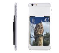 RLDOBOFE An Owl Phone Wallet, Stick On Card Holder for Back of Phone Case - Leather Cell Phone Card Wallet Sleeve Adhesive Phone Pocket - Compatible with Most Cell Phones