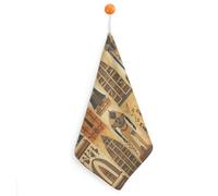 RLDOBOFE Ancient Egypt Tribe Series Hand Towel with Rings, Personalized Hand Towels for Bathroom, Highly Absorbent Square Towels 1PCS, Super Soft Towel with Lanyard for Kitchen, Hotel