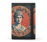 RLDOBOFE Ancient Rome Stamped Trifold Wallet Minimalist Mens Wallet with Key Hook 8 Card Slots Modern Stylish Polyester Security Wallets Fashion Slim Credit Card Holder Id Window