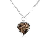 RLDOBOFE Angry Lion Pet Cremation Necklaces for Ashes Personalized Pet Ashes Jewelry Heart Shaped Urn Pendant Custom Memorial Funeral Keepsake for Loss Dogs Cats