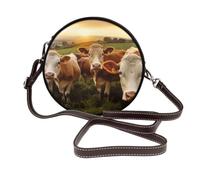 RLDOBOFE Animal Cows Shoulder Bag for Women PU Leather Purses Retro Clutch Handbags with Zipper & Removable Strap for Daily Use, Phone Wallet, Trendy Ladies Crossbody Bag