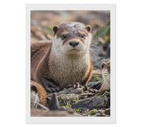 RLDOBOFE Animal Cute Brown Otters Diamond Painting Kit for Adults Square 5D Diamond Art Kits for Beginners DIY Full Drill Diamonds Dots Painting Gem Arts Crafts Home Wall Decor Gift 12"x16"