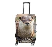 RLDOBOFE Animal Cute Brown Otters Travel Luggage Cover Anti Scratch Suitcase Protector Washable Elastic Baggage Cover, white, M, Stylish