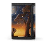 RLDOBOFE Animal Elephant Owl Tree Moon Star Wallet for Men, Extra Capacity Trifold Wallet for Women, Foldable Money Clip with ID Window for Pocket, Credit Card Holder, Personalized Wallets for Travel
