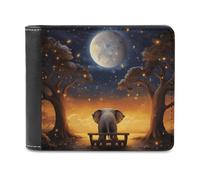 RLDOBOFE Animal Elephant Owl Tree Moon Star Wallet Passcase for Men, Extra Capacity Bifold Leather Wallets with ID Windows, Slim Stylish Wallet for Gift, Blocking Money Clip for Cards, Coin Pouch