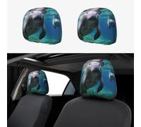 RLDOBOFE Animal Sea Car Headrest Cover 2 PCS, Funny Auto Front Seat Head Rest Protector, Universal Car Headrest Protector Elastic, Personalized Seat Cover Headrest Trim for Most Cars