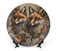 RLDOBOFE Animals And Flowers Decorative Plate Ceramic Display Plate with Stand Salad Plates Colorful Porcelain Dinner Dishes Dessert Appetizer Dishes for Kitchen Party Table Decor 6inch