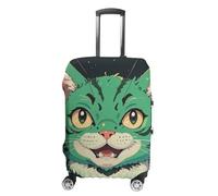 RLDOBOFE Anime Green Cat Baggage Cover for Travel, Washable Suitcase Covers for Home, Dustproof Luggage Protector Skins with Zippers, Protector Anti Scratch, Luggage Covers, white, M, Luggage Case
