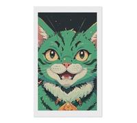 RLDOBOFE Anime Green Cat Diamond Picture for Unisex, Round Diamond Art Kits 12"x20" for Beginners, Personalized Diamond Painting for Wall Decor, Gem Dot Crafts, DIY Full Drill Paint