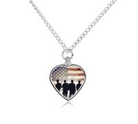 RLDOBOFE Armed Forces Day American Pet Cremation Necklaces for Ashes Personalized Pet Ashes Jewelry Heart Shaped Urn Pendant Custom Memorial Funeral Keepsake for Loss Dogs Cats