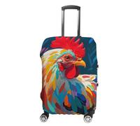 RLDOBOFE Art Colorful Chicken Travel Luggage Cover Anti Scratch Suitcase Protector Washable Elastic Baggage Cover, white, M, Stylish