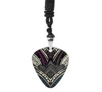 RLDOBOFE Art Deco Geometric Pattern Guitar Pick Necklace Stainless Steel Guitar Pendant Necklace Hip Hop Punk Music Jewelry Customizable Gifts Accessory for Women Men Music Lovers