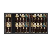 RLDOBOFE Art Guitar Pattern Trifold Wallet Minimalist Mens Wallet with Key Hook 8 Card Slots Modern Stylish Polyester Security Wallets Fashion Slim Credit Card Holder Id Window