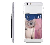 RLDOBOFE Artistic Plants Phone Wallet, Stick On Card Holder for Back of Phone Case - Leather Cell Phone Card Wallet Sleeve Adhesive Phone Pocket - Compatible with Most Cell Phones