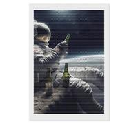 RLDOBOFE Astronaught with Beer Diamond Painting Kit for Adults Round 5d Diamond Art Kits for Beginners DIY Full Drill Diamonds Dots Painting Gem Arts Crafts Home Wall Decor Gift 8"x12"