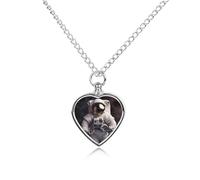RLDOBOFE Astronaut Cremation Jewelry for Ashes Heart Urn Necklaces Personalized Memorial Necklace Dog Cat Keepsake Pendant Custom Small Locket Ash Holder for Women Men